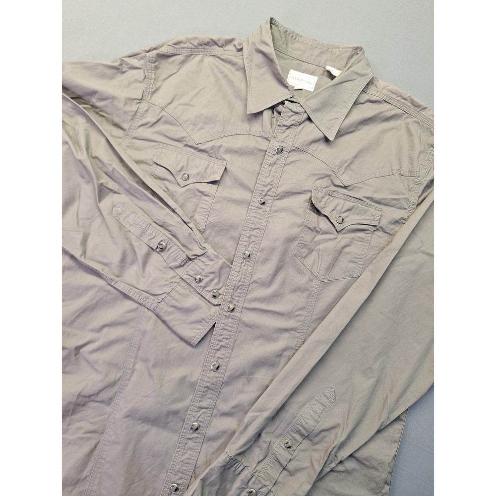 Stetson Mens Grey Swirl Snap Western Shirt XL Embroidered Rodeo Chore Club Work